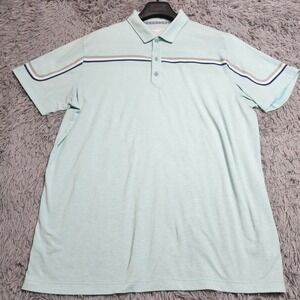 Puma Golf Polo Shirt Mens XL Light Blue Striped Short Sleeve Carlsbad California